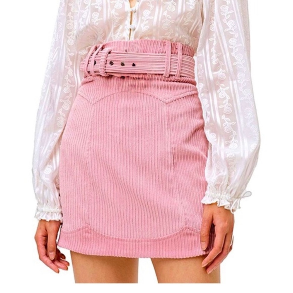 For love and lemons pink western cordoury skirt